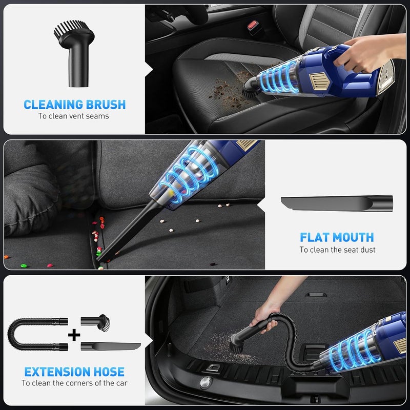 DBHAL Handheld Vacuum Cordless, 15000PA Powerful Suction Car Vacuum Cleaner Lightweight with Multi Accessories, Hand held Vacuum Cleaner Dust Busters Cordless Rechargeable for Car Home - Image 3